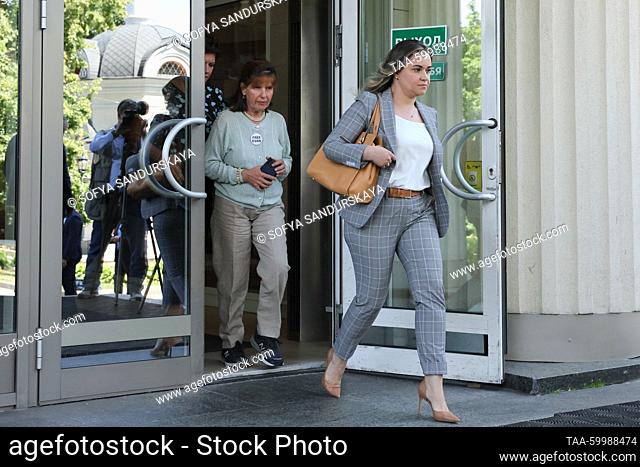 RUSSIA, MOSCOW - JUNE 22, 2023: Lawyer Maria Korchagina and Gerskovich's mother Ella Milman (R-L) emerge from the Moscow City Court after the hearing of a...