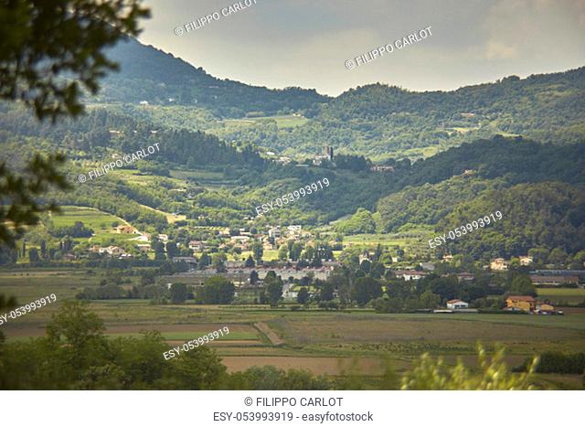 Typical hilly landscape of hills hills in Italy in Veneto: Location Battaglia Terme