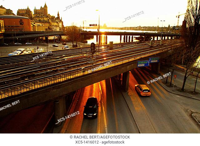Railway and Highway, Stockholm, Sweden, Scandinavia, Europe