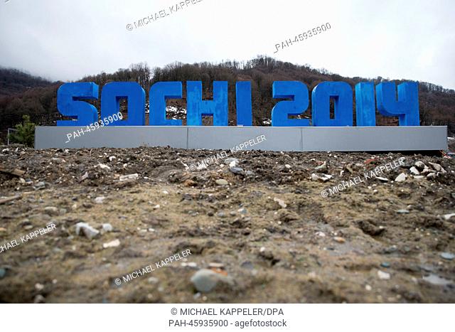 A Sochi 2014 sign is pictured in Krasnaya Polyana near Sochi, Krasnodar region, Russia, 31 January 2014. The Olympic Winter Games 2014 in Sochi run from 07 to...