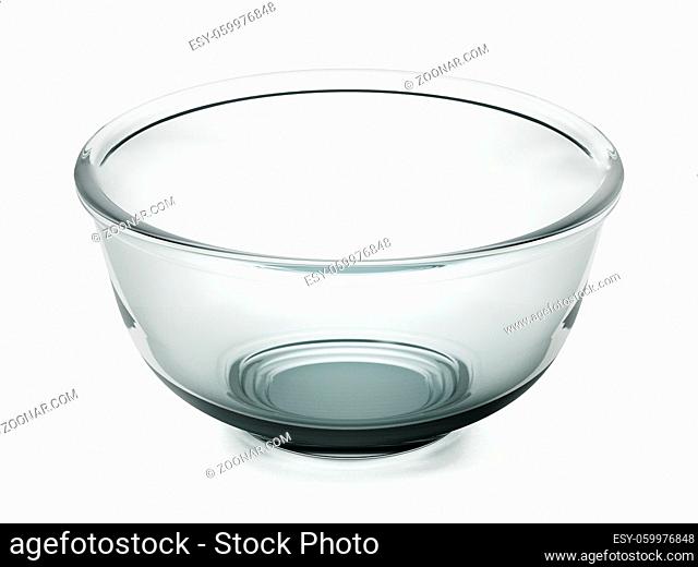 Glass bowl isolated on white background. 3D illustration