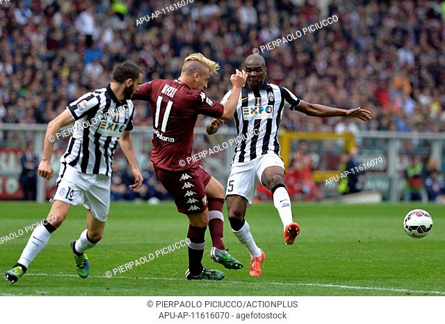 2015 Serie A Football Juventus v Torino Apr 26th. 26.04.2015. Turin, Italy. Serie A Football. Juventus versus Torino. Maxi Lopez is closely guarded by Leonardo...
