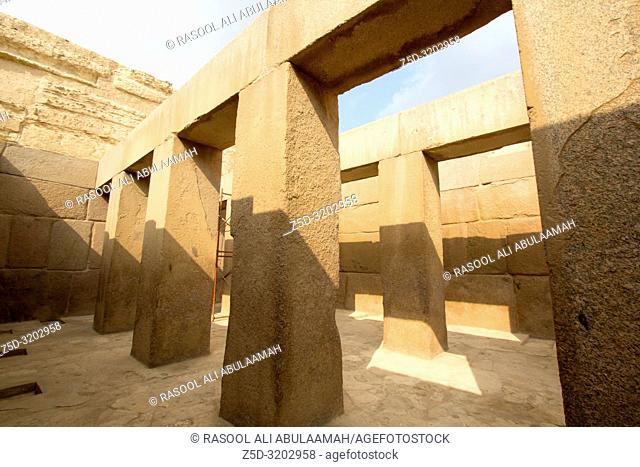 Cairo, Egypt – November 12, 2018: photo for Egyptian monuments showing the Pharaonic civilization and construction in the Pyramids of Giza in Cairo city capital...