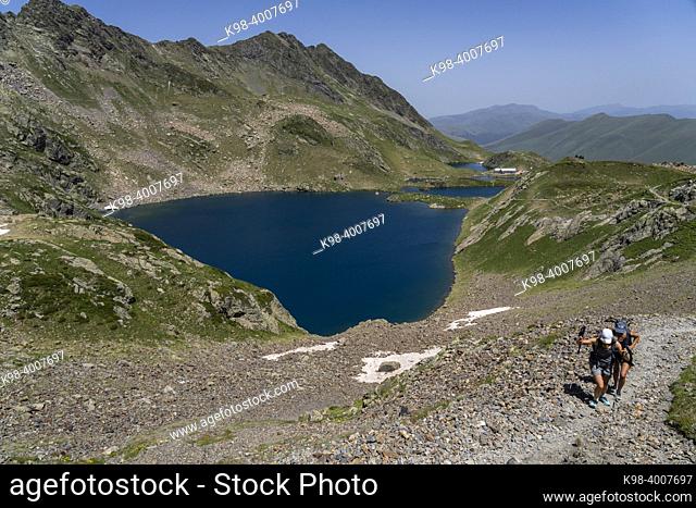 route to the port of Vénasque and Boums du Port Lake, Luchon, Pyrenean mountain range, France