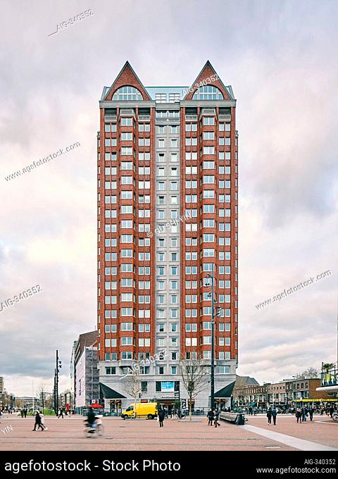 De Statendam, Botersloot, an apartment and commercial building in the centre of Rotterdam, Netherlands. Completed in 2009