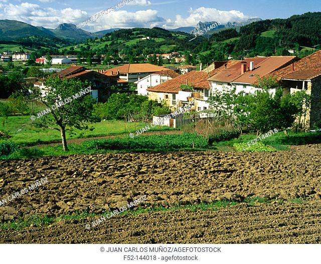 Ampuero and Limpias villages in Asón valley. Cantabria, Spain