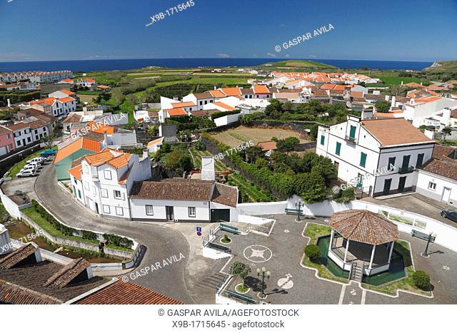 The parish of Ribeirinha, as seen from the top of the church tower  Sao Miguel island, Azores, Portugal