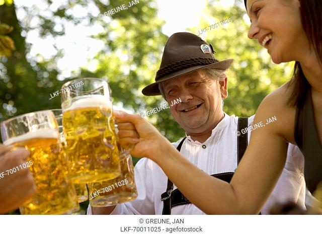 Friends in beergarden, Starnberger See Bavaria, Germany