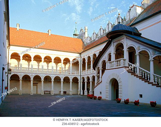 Baranow Sandomierski Castle, Poland. Leszczynski Castle built in Baranow Sandomierski in 1591-1606 is one of the finest examples of Mannerist architecture in...