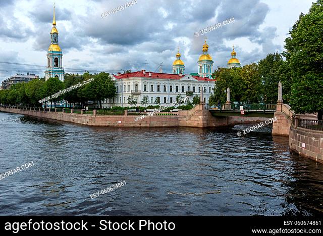The baroque orthodox cathedral of Saint Nicholas Naval in Saint Petersburg