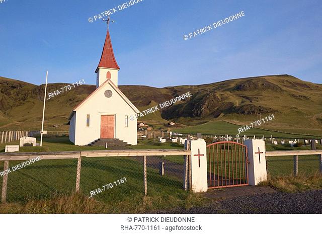 Small church near Dyrholaey Vik, South Iceland, Iceland, Polar Regions
