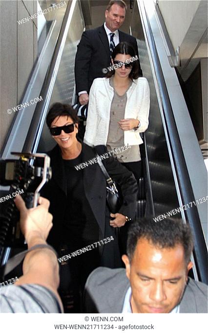 Kris Jenner and Kendall Jenner arrive at Los Angeles International Airport Featuring: Kris Jenner, Kendall Jenner Where: Los Angeles, California