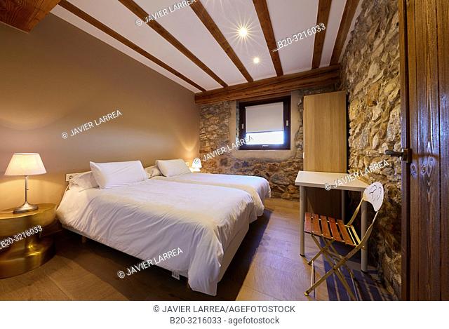 Bedroom, Urain Apartments, Basque farmhouse, Deba, Gipuzkoa, Basque Country, Spain, Europe