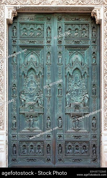 Beautiful doors of Cattedrale di Santa Maria del Fiore (Cathedral of Saint Mary of the Flower) is the main church of Florence, Italy