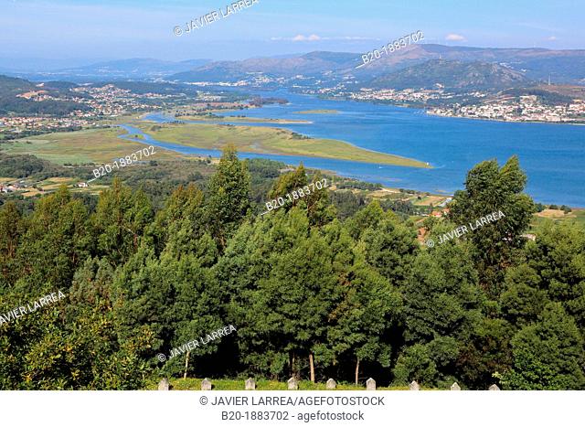 Minho River estuary, Spain and Portugal border, A Guarda, Pontevedra, Galicia, Spain