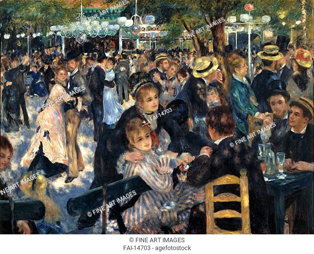 Ball at the Moulin de la Galette. Renoir, Pierre Auguste (1841-1919). Oil on canvas. Impressionism. 1876. Musée d'Orsay, Paris. 131×175. Painting
