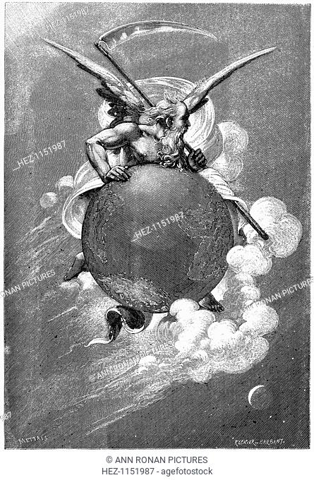 Old Father Time carried by Time, 1881. Earth travels through space, continually turning on its axis