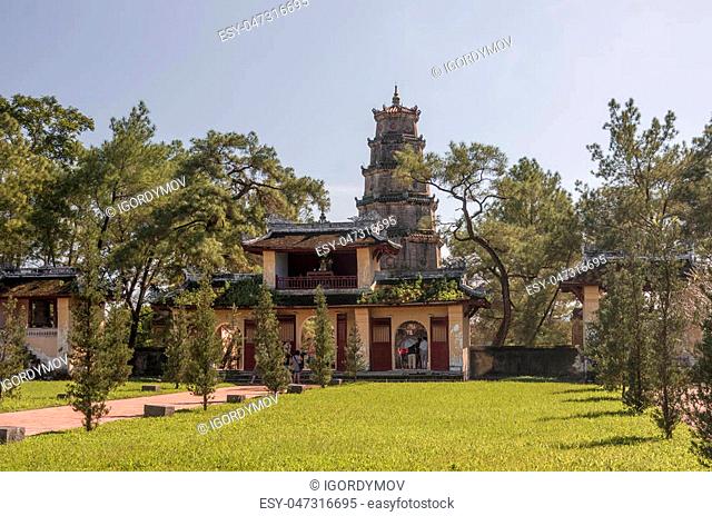 Hue, Vietnam: Thien Mu Pagoda. Unesco World Heritage Site