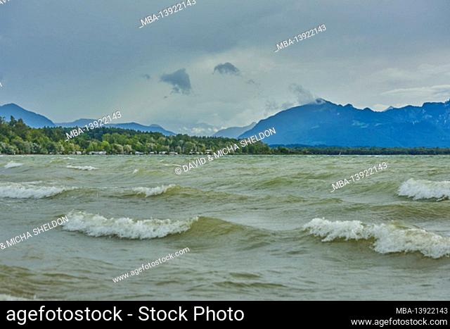 Chiemsee Ufer, cloudy, Bayern, Deutschland