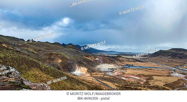 Steaming Soil, Seltún Geothermal Area, Krýsuvík Volcano System, Reykjanesfólkvangur National Reserve, Reykjanes, Sudurnes, Iceland