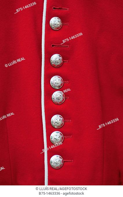Detail of a guardsman costume, British Army, London, England, UK