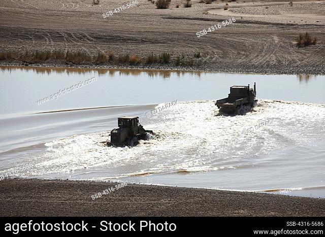 United States Marine Corps heavy equipment crossing the Helmand River, Helmand Province, Afghanistan