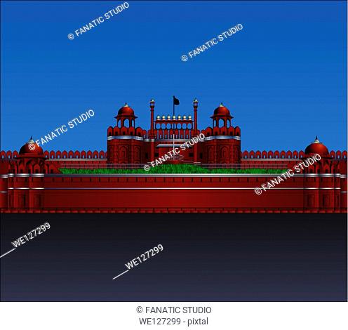 Facade of a fort, Red Fort, Delhi, India