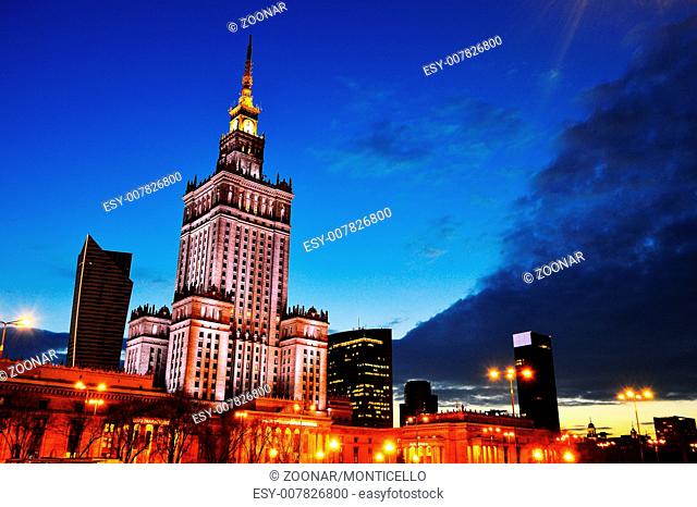 Warsaw city center with Palace of Culture and Science