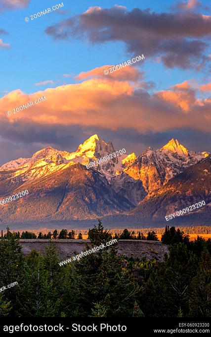 Sunrise over the Grand Tetons in Wyoming