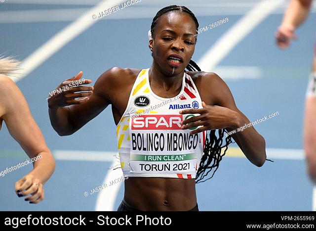Belgian Cynthia Bolingo Mbongo pictured after the heat of the first round of the women 400m race of the European Athletics Indoor Championships, in Torun