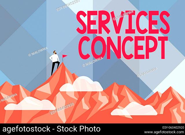 Handwriting text Services Concept, Business concept mediate between customer needs and company strategic intent Abstract Reaching And Achieving Goal
