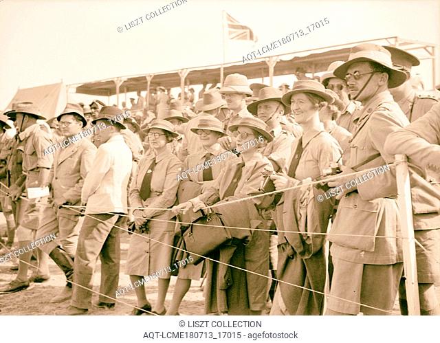Race meeting horse & camel, Beersheba Australia officers & nurses watching races. 1940, Israel, Beersheba