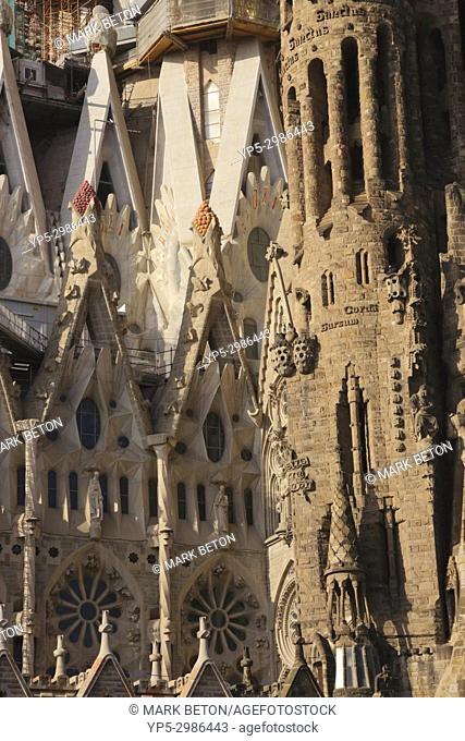 Closeup La Sagrada Familia Barcelona Spain 2017