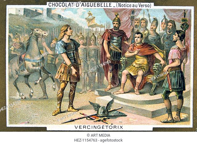 Vercingetorix surrenders to Julius Caesar, c46 BC, (19th century). Gallic chieftain Vercingetorix (died 46 BC) was defeated and captured by Julius Caesar...