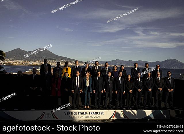 Photo Family with French president Emmanuel Macron and his ministers, Italian premier Giuseppe Conte with ministers Luciana Lamorgese, Luigi Di Maio