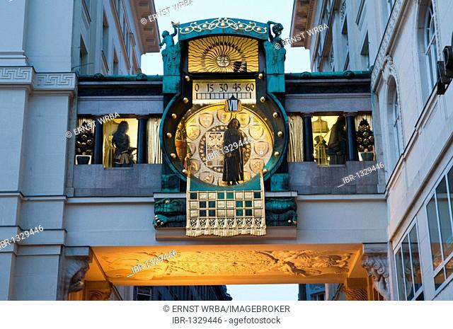 Anker clock, art nouveau, Vienna, Austria, Europe