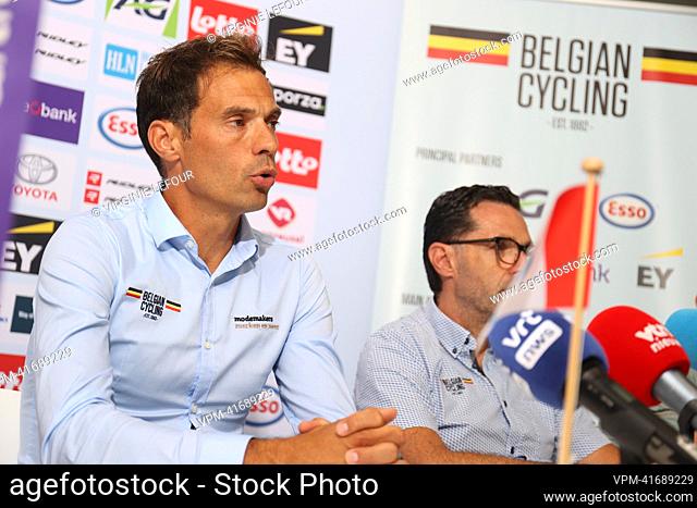 KBWB - RLVB Belgian Cyclist Federation selectionner Sven Vanthourenhout and coach of the Belgian national women's cycling team Ludwig Willems pictured during a...