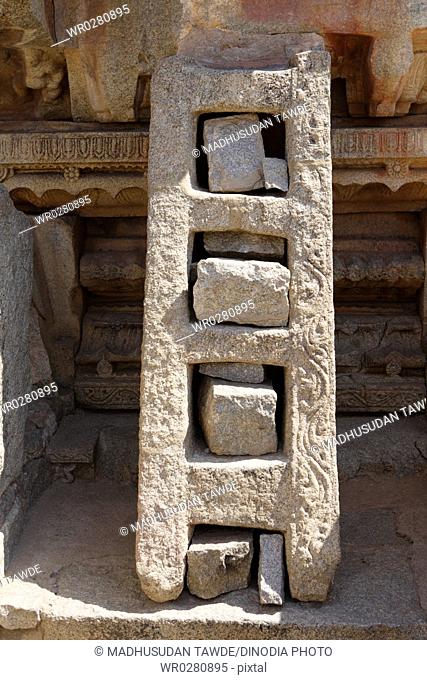Stone chariot ratha garuda shrine vehicle of Vishnu , Vitthal Temple , Hampi , Vijayanagara , UNESCO World Heritage Site , Bellary , Karnataka , India
