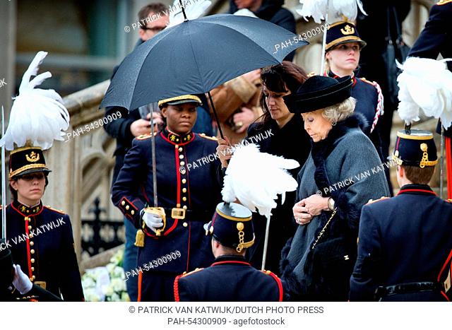Princess Beatrix of The Netherlands attends the funeral of Belgian Queen Fabiola at the Cathedral of St. Michael and St. Gudula in Brussels, Belgium