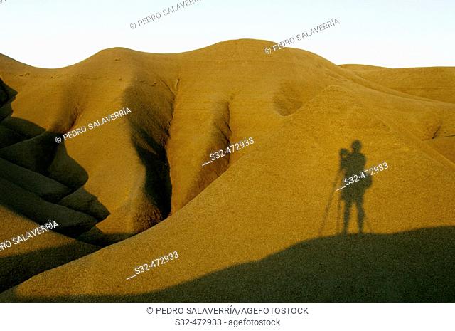 Photograph shadow and hills near Pantano de Yesa. Pyrenees. Artieda. Zaragoza province. Spain