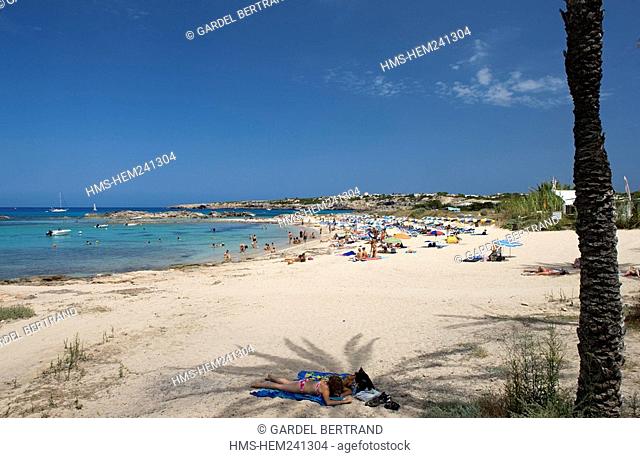 Spain, Balearic Islands, south of Ibiza island, Formentera island, Es Pujols beach