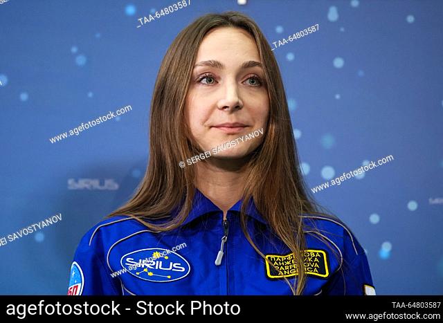 RUSSIA, MOSCOW - NOVEMBER 14, 2023: Flight engineer Anzhelika Parfenova attends a ceremony to start the SIRIUS-23 experiment at the Institute for Biomedical...