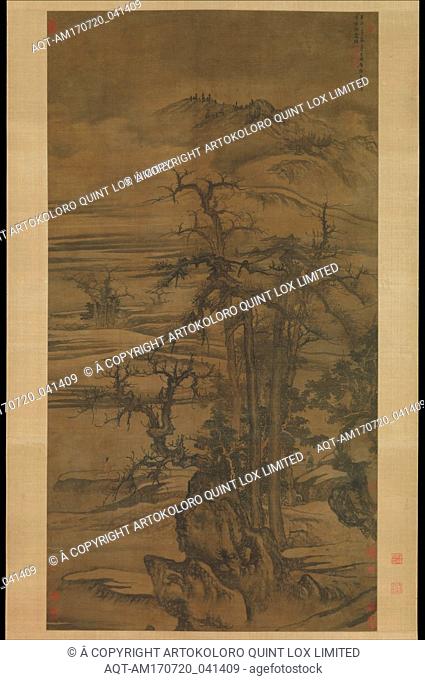 å…ƒ å”æ££ æ‘©è©°è©©æ„åœ– è»¸, Landscape after a poem by Wang Wei, Yuan dynasty (1271â€“1368), dated 1323, China, Hanging scroll; ink and color on silk