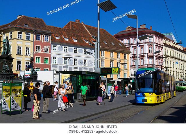 Austria, Styria, Graz, Hauptplatz, Tram