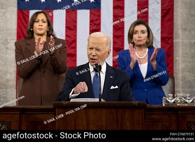 US President Joe Biden delivers the State of the Union address to a joint session of Congress at the US Capitol in Washington, DC, on March 1, 2022