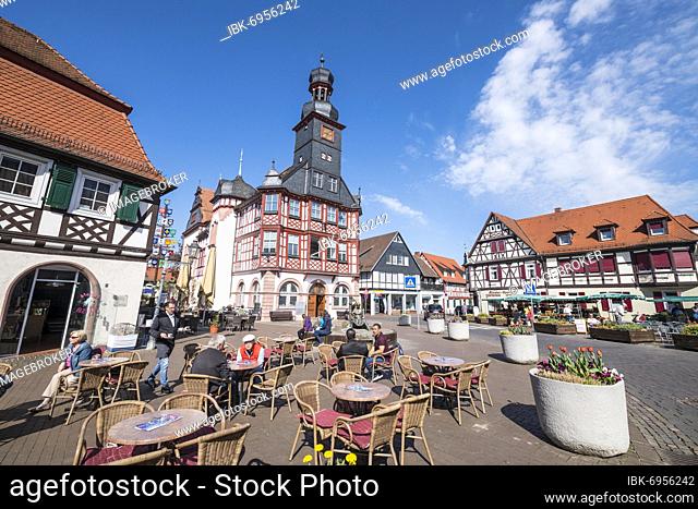 Market square with the old town hall of Lorsch, Hesse, Germany, Europe
