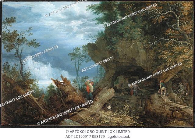 Roelandt Savery, Dutch, 1578-1639, Mountainous Landscape with an Entrance to a Mine, ca. between 1612 and 1613, oil on beech panel