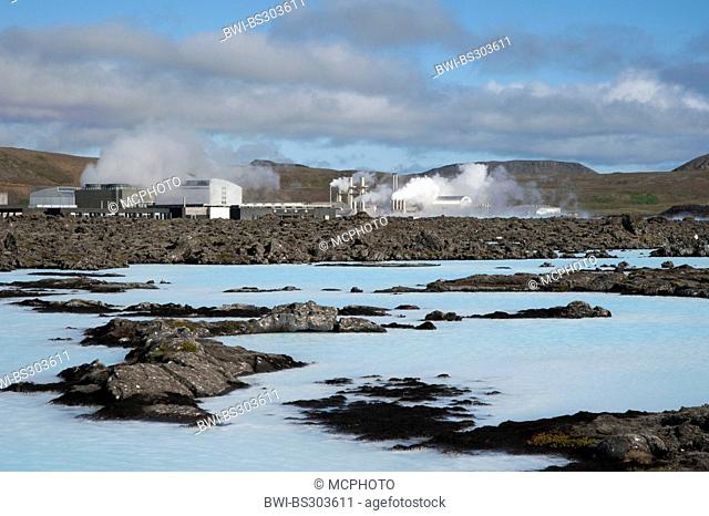 geothermal spa Blue Lagoon and geothermal power plant, Iceland, Grindavik