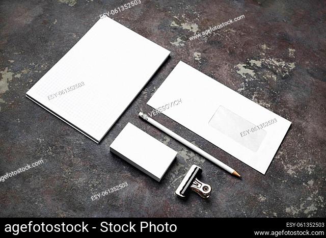 Blank branding identity set on concrete background. Corporate identity template. For design presentations and portfolios