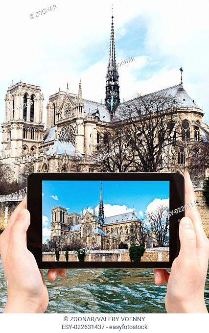 taking photo of cathedral Notre-Dame de Paris
